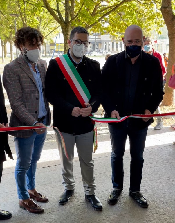 Inaugurazione asilo nido a Castelnuovo Rangone, Bonaccini, sindaco Paradisi e presidente Asp Franchini