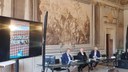 Il presidente, Bonaccini, il capo segreteria politica della Presidenza, Manghi, e l'autore del libro, Dallari