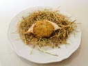 Foto - Piatto di P. Leveille: granchio blu gratinato alle erbe aromatiche con guanciale di Mora Romagnola e olio Colline di Romagna Dop