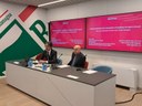 L'assessore Fabi e Massimo Bortolami in conferenza stampa