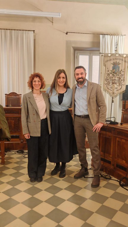 L'assessora Conti con il sindaco di Portomaggiore, Dario Bernardi, e la vicesindaca, Francesca Molesini